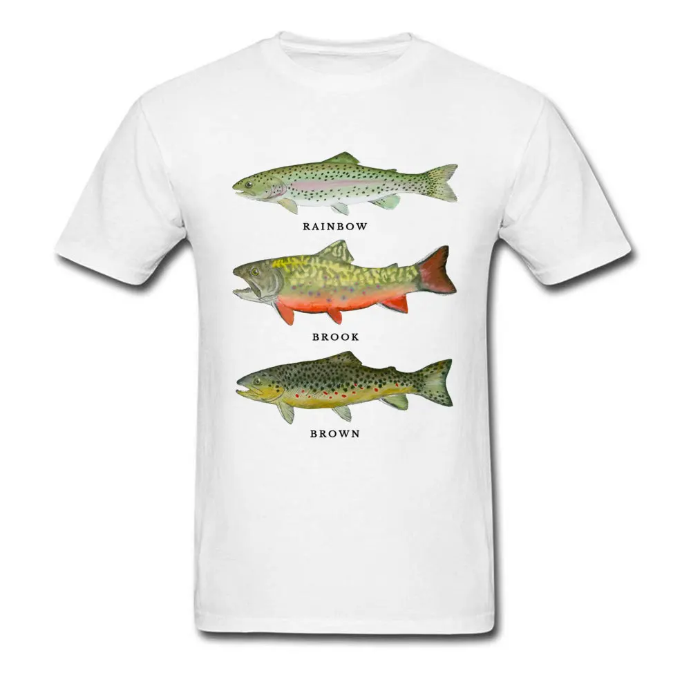 Fish Trout Triad Rainbow Grey O Neck T Shirts Summer/Autumn Tops & Tees Short Sleeve for Men High Quality All Cotton T Shirt