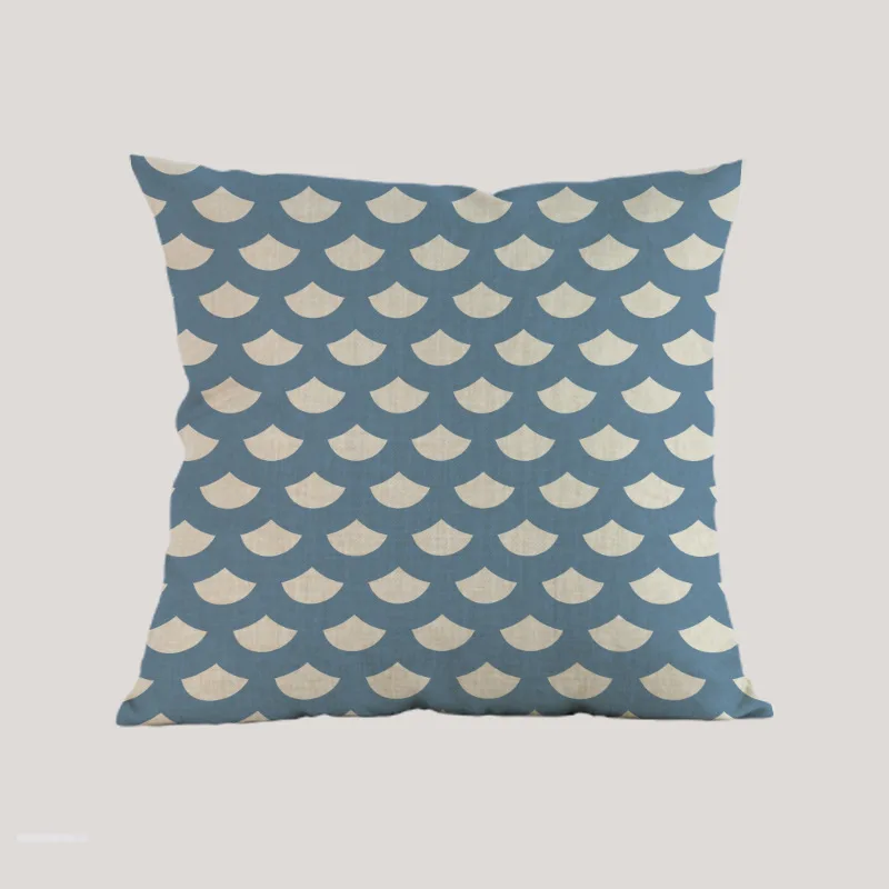 Blue Navigation Anchor Style Cushion Cover Geometric Wave Stripes Pattern Car Sofa Decoration Throw Pillow Case cojines