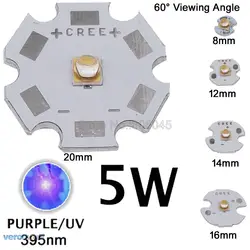 5x 5W LG3535 UV/Ultra Violet Purple 395nm High Power LED Emitter 60 Degree with 8mm/12mm/14mm/16mm/20mm PCB Board, 3.6-3.8V 1.5A