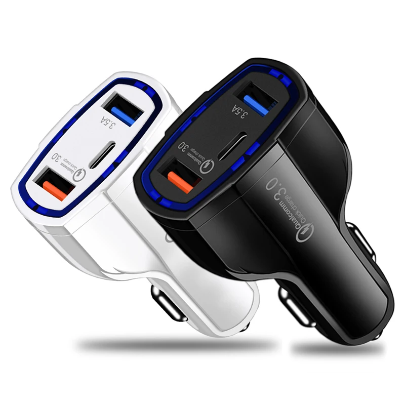 Cargador de coche QC 3,0, doble USB tipo C, carga rápida 3,0 para Samsung S9, Huawei, XIAOMI, ranura para encendedor de coche