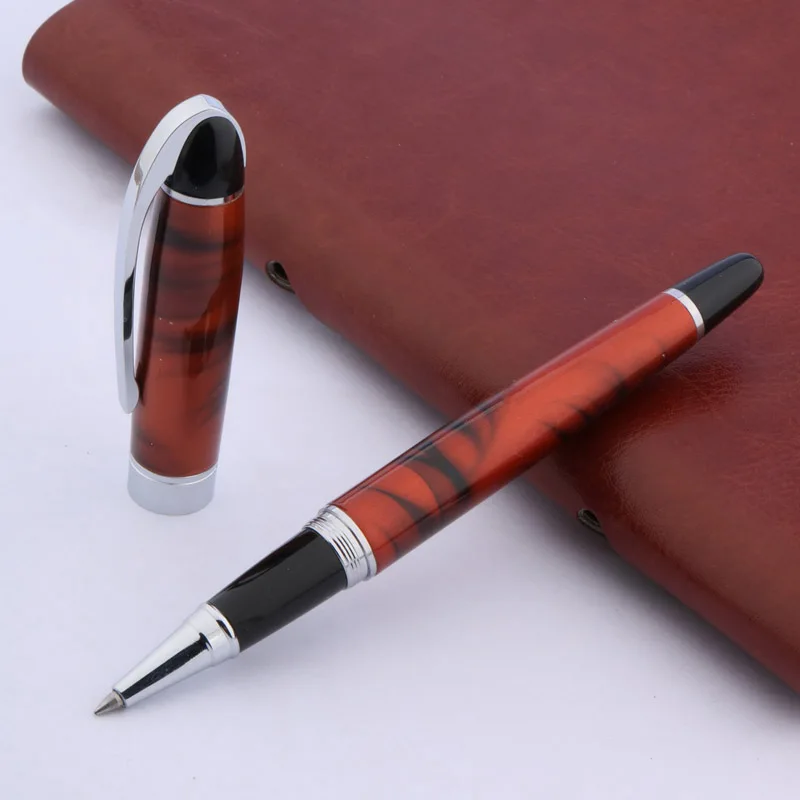 BAOER ball point pen Full Color red office writing silver Trim ROLLERball PEN