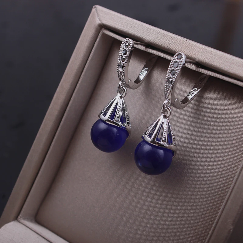 Ajojewel Vintage Blue Stone Earrings For Women Beauty Gifts