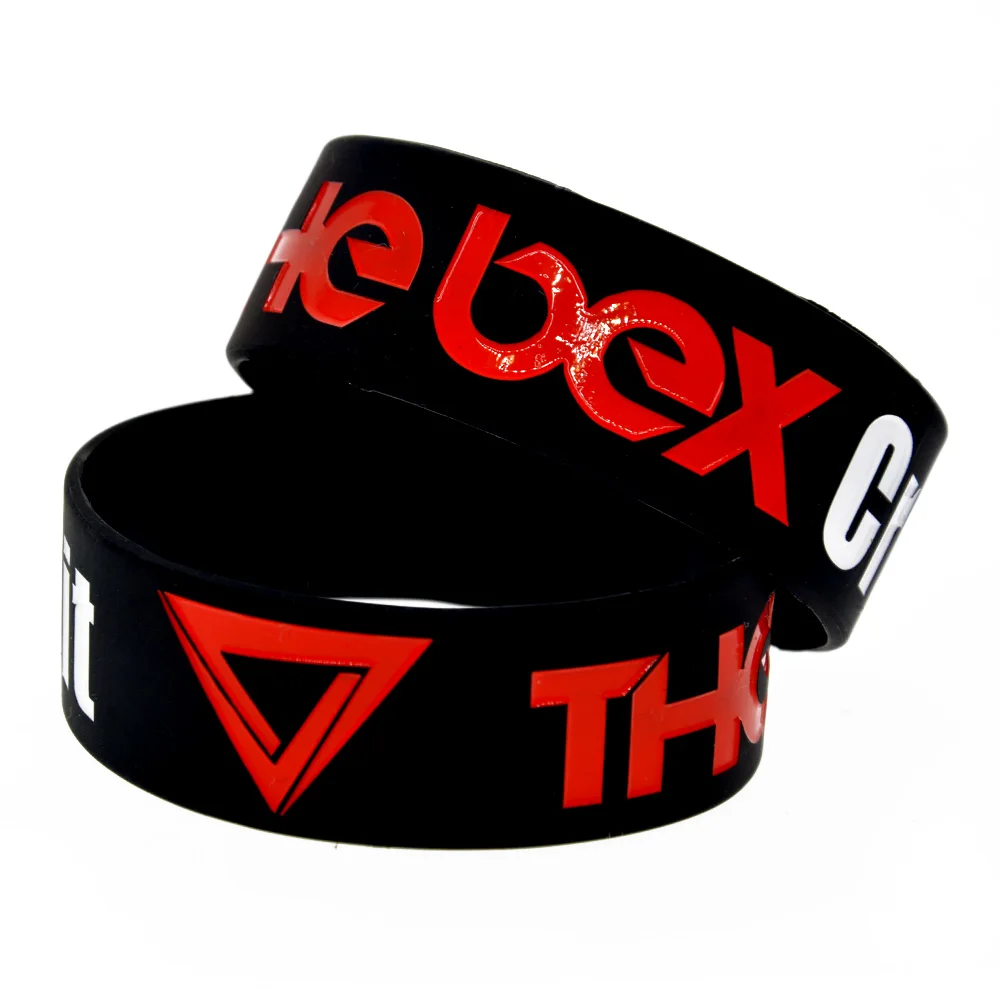 1 PC The Box CrossFit Silicone Wristband 1 Inch WIde Black Sport Gift Bangle