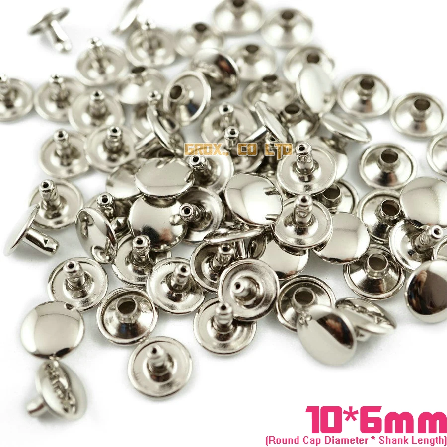 

450 set 10*6mm Silver Double Cap Round Rapid Rivet Punk Rock Leathercraft Rivet