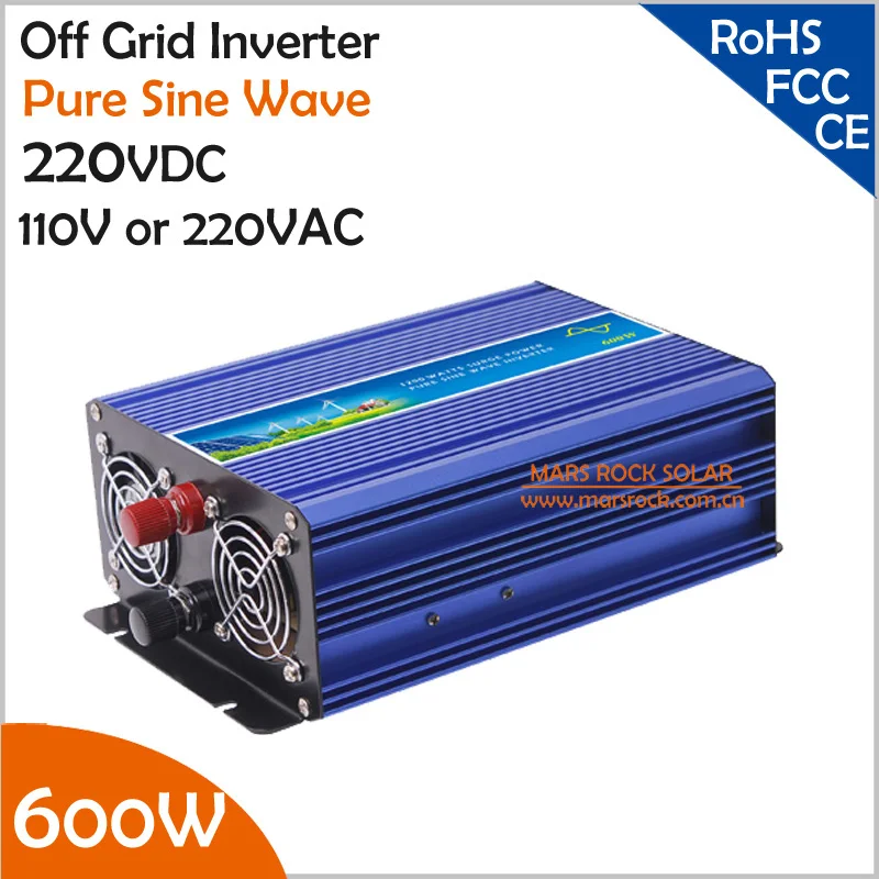 

600W 220V DC to AC Off Grid Inverter, Pure Sine Wave Inverter for Solar or Wind Power System, Surge Power 1200W Power Inverter