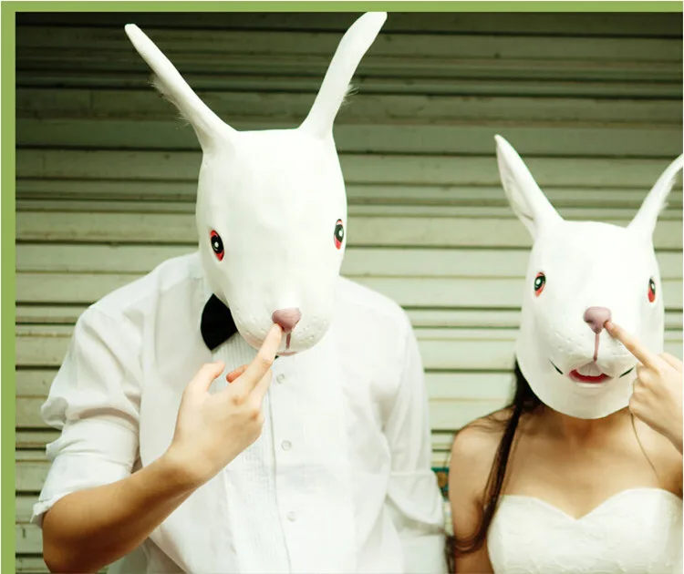 

Halloween Party Cosplay Latex Rabbit Mask Animal Bunny Mask Disguises of Rabbits Face Head Mask for Adult