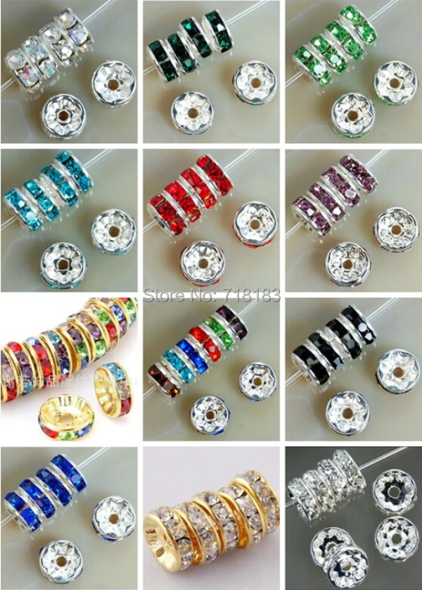 100 Stücke 4/6/8/10mm Metall Kristall Perlen Strass Rondelle Spacer Perlen Für Schmuck Machen Armband Halskette DIY Zubehör