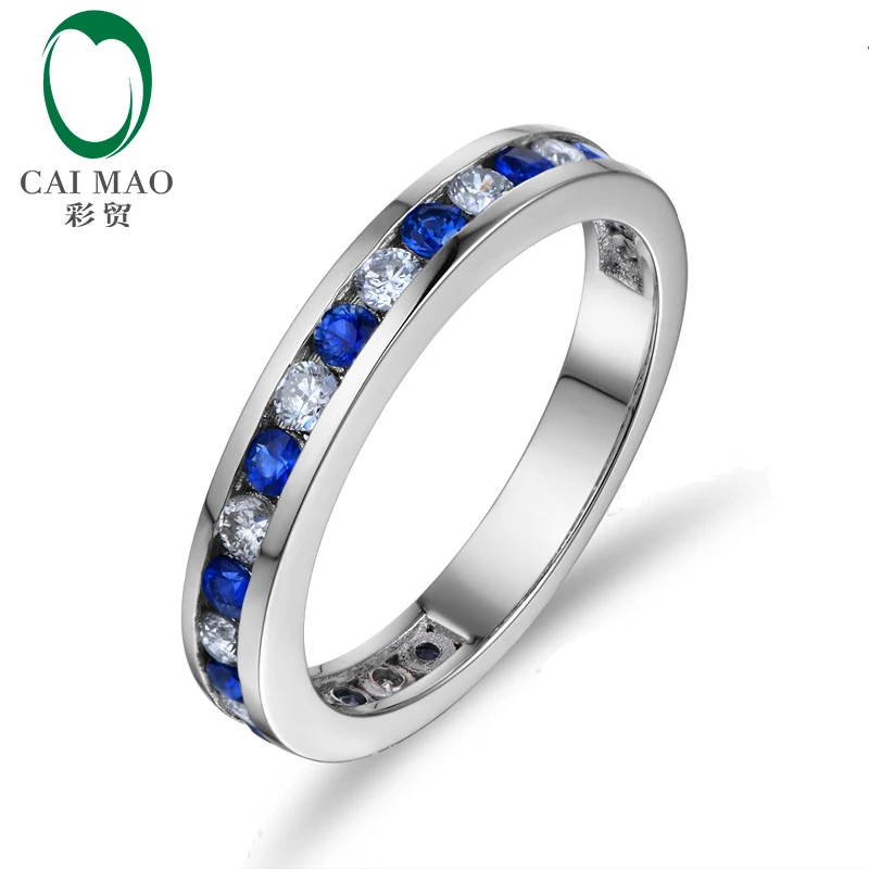 

Free shipping Diamond Round Cut 0.44ct Sapphire Engagement 14K White Gold Hot Sale Ring Wedding Band