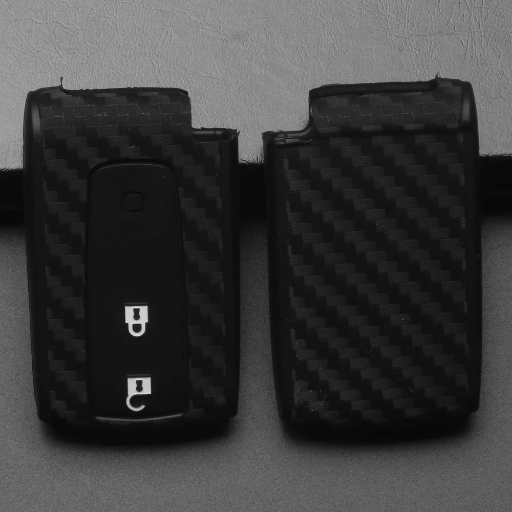 jingyuqin Remote 2B Remote Car Key Case Cover Carbon Fiber Patten Silicone FOR TOYOTA PRIUS COROLLA VERSO Holder