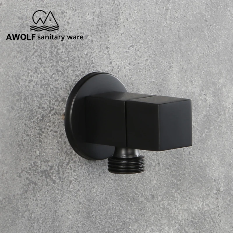 1/2 Inch Angle Valve Wall Mounted Black Wash Machine Toilet Filling Kitchen Bathroom Accessories Water Stop AF6127