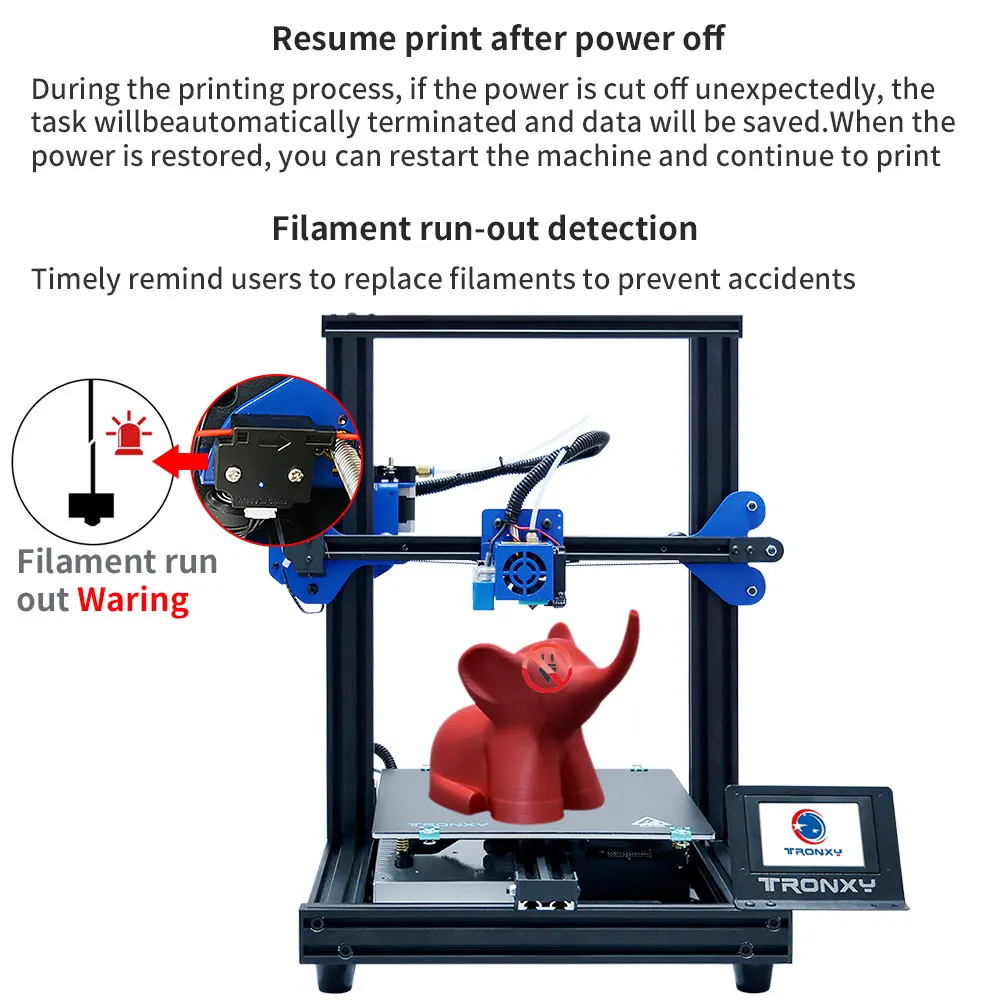 TRONXY Upgraded Titan Extruder XY-2 Pro 3D Printer Heat Bed Size 255*255*260mm 1.75mm Filament sensor Free shipping