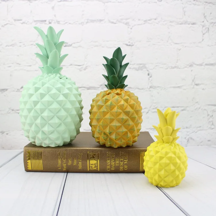 1PC Pineapple Piggy Bank Money Box Coin Bank Resin Saving Box Penny Bank Storage Jar Decoration Safe Box Save Cans MO 001