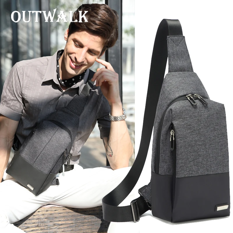 

OUTWALK New Men's Chest Bag Designer Chest Pack Short Trip Messengers Crossbody Bags Waterproof Sling Shoulder Strap Bag Male