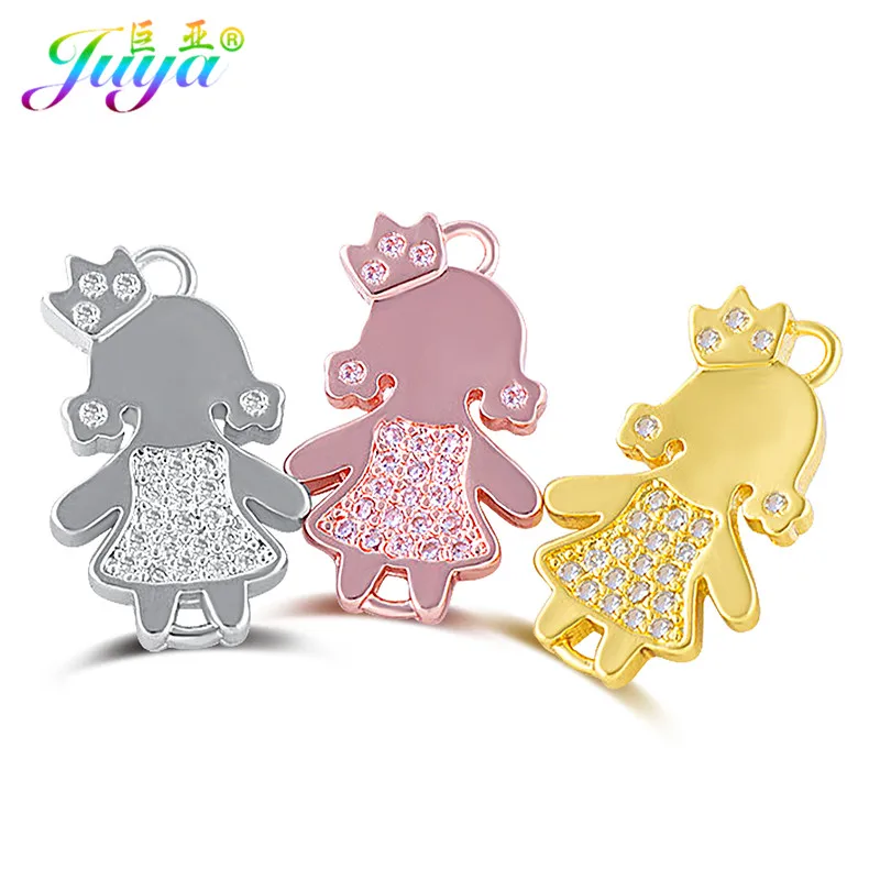 Juya Supplies For Jewelry Material DIY Gold Figure Boy Girl Charm Connectors Accessories For Fashion Bracelets Earrings Making