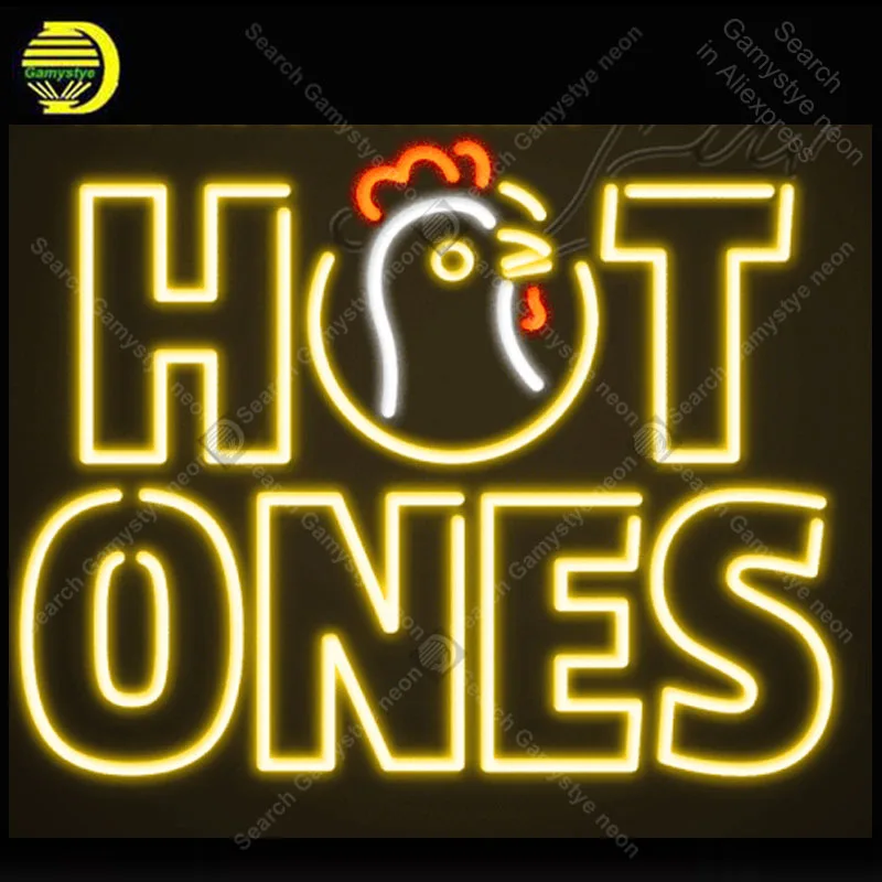 Hot ones Neon Sign Roast Chicken Neon Lamp Glass Tube Neon Bulbs Sign Recreation Club Handcraft Indoor Sign Aesthetic Room Decor