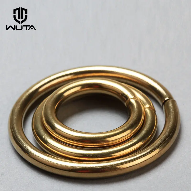 WUTA 2pcs Solid Brass Open O Rings Round Jump Ring Non Welded Webbing Bag luggage Belt Dog Collar Loop Leather Accessories