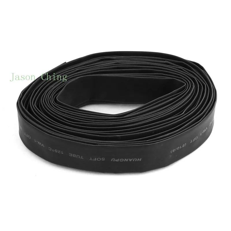 16mm Dia. Diameter Heat Shrinkable Tube Shrink Tubing 5Meter 16.4FT Black Color