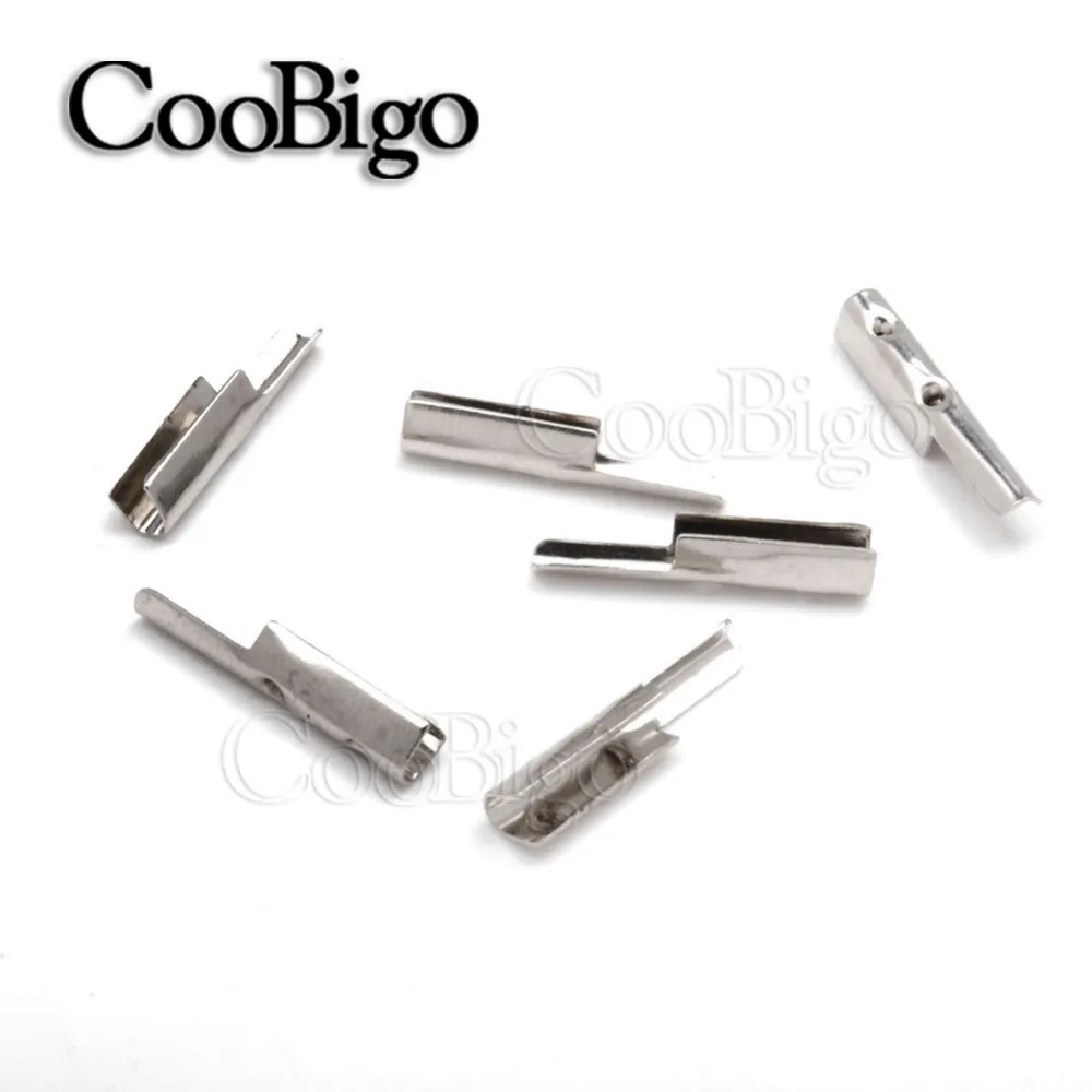 50pcs 2.5mm Rope Cord Lock Ends Stopper Clip Metal Silver For Paper Bag Hand Lanyard Webbing Ribbon DIY Sewing Craft Accessories