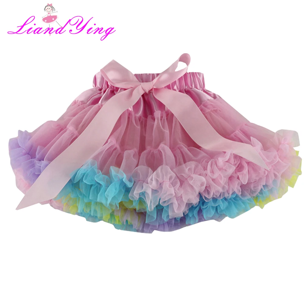 Girls Fluffy 2-10 Years Chiffon Pettiskirt Solid Colors Tutu Skirts Girl Dance Skirt Christmas Tulle Petticoat