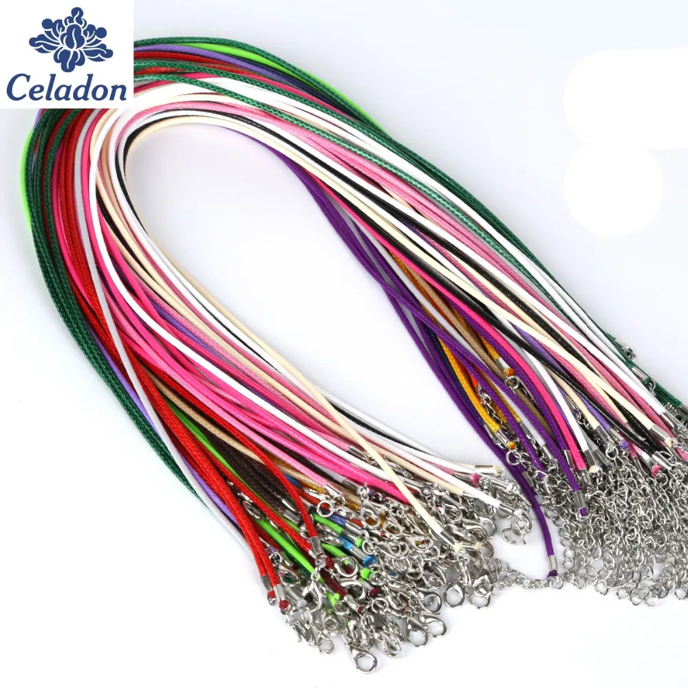 New Arrival 2MM 10pcs 19 Colors Faux Leather Cord Chain Adjustable Necklace with Lobster Clasp For DIY Jewelry Findings