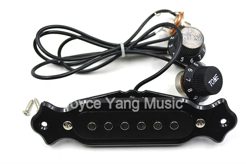 

Black/White Copper Single Coil Magnetic Pickup For Acoustic Guitar Wire Volume/Tone Control Pickups 6.5mm Jack Socket