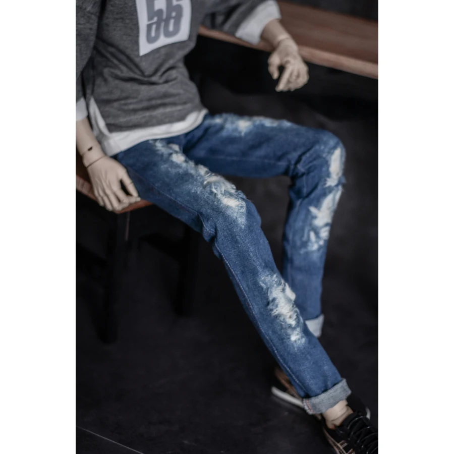 

1/3 Light Blue Jeans Pants Ripped Trousers Outfits For 1/4 Male 1/3 SD17 70cm 24" Tall SD DK DZ MSD AOD DD Doll Wear