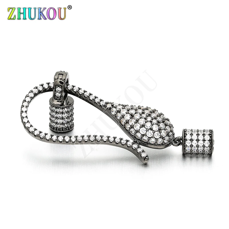 16*53mm High Quality Brass Cubic Zirconia Clasps Hooks DIY Jewelry Findings Making, Model: VK7