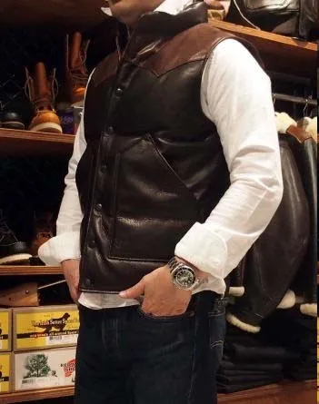 Japan style 2023 winter fashion men genuine sheepskin leather duck down vest coat male jacket clothes sleeveless black xxxl 3xl