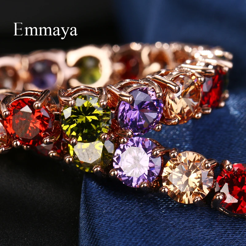 Emmaya Multicolor Zircon Rome Bride Wedding Bracelet & Bangles Hip hop Jewelry Cut 6.0 mm CZ Tennis Bracelet For Women/Men Party