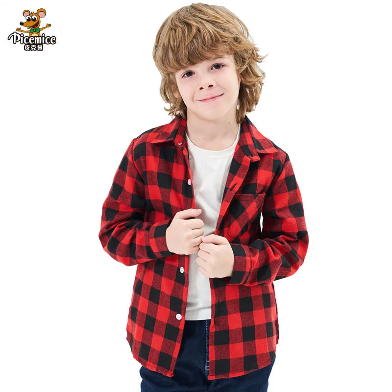 Boys Shirt For Kids 2021 New Fashion Boys Plaid Shirts Cotton Long Sleeve England School Trend Children Clothes Fit 3-12 Years