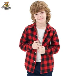 Boys Shirt For Kids 2021 New Fashion Boys Plaid Shirts Cotton Long Sleeve England School Trend Children Clothes Fit 3-12 Years