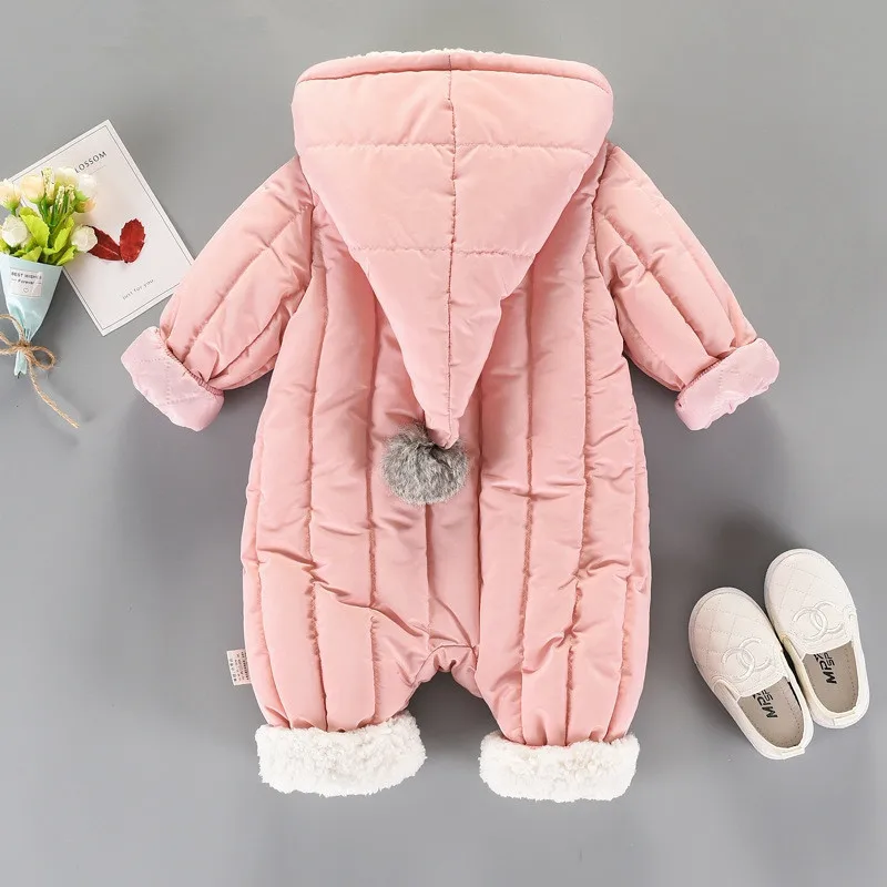 Baby Snowsuit Winter Infant Boys Girls Jumpsuit Thick Rompers Newborn Toddler Baby Overalls Clothes Hooded Warm Outdoor Clothing