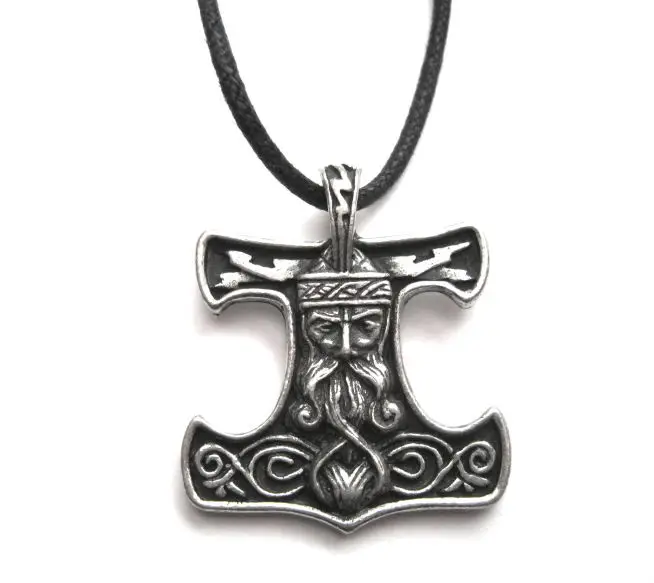 10pcs norse Thors Hammer Norse Amulet Cord Necklace viking pendant necklace men jewelry