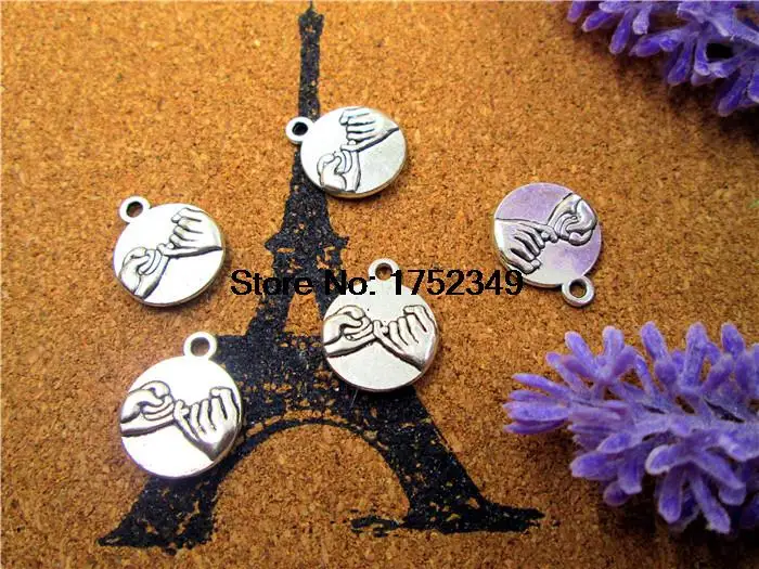 15pcs-- Pinky Promise charms, Antique silver Pinky Swear charm pendants, Hand Pendant, Best Friend, Supplies 18x14mm