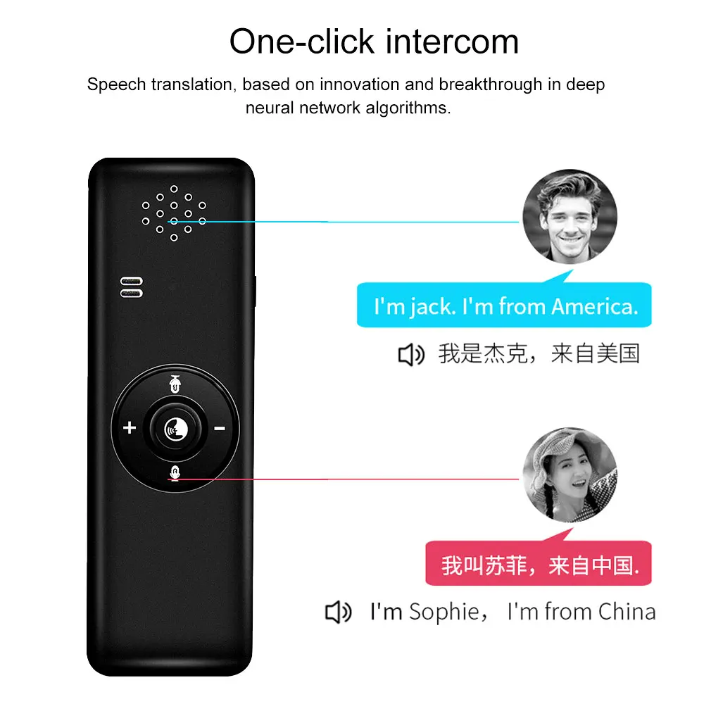 Wireless Photo Translation Smart Speech Real-Time Voice T11 Translator Multi-Languages Black