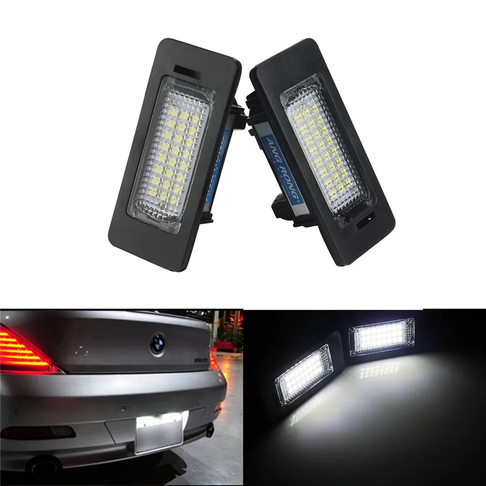 ANGRONG White LED License Number Plate Light Lamp Canbus For BMW 3 5 Series E90 E91 E92 E93 E39 E60 M5 E61 F10 F11