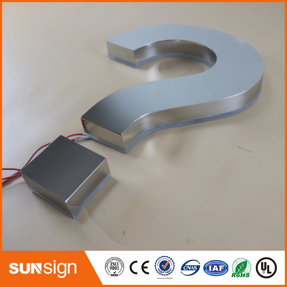 Custom Gepolijst Rvs Led Backlit Brief Bewegwijzering