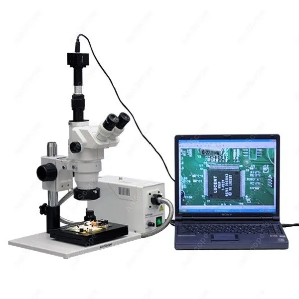 Zoom Stereo Microscope--AmScope Supplies 3.35X-180X Zoom Stereo Microscope + 5MP Camera + Fiber Ring Light