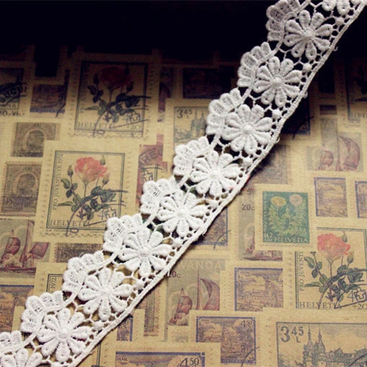 

10 yards/lot width 4cm 1.57" white cotton water soluble lace trim ribbon fabric for dress skirt clothes SRSJ1023L4K711