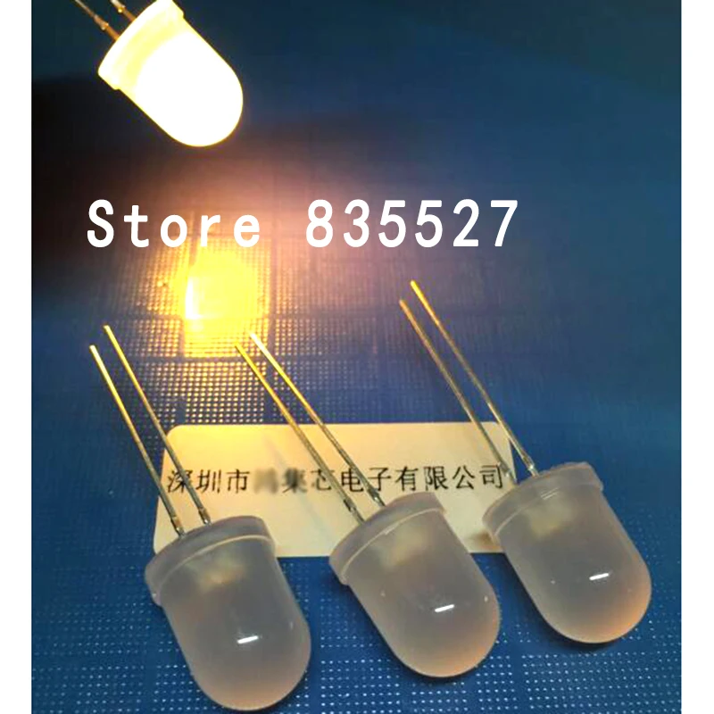 100pcs/lot F10 Round 10mm warm white yellow Mist Foggy LED Super Bright Light Lamp beads Emitting Diode DIP For DIY lights head