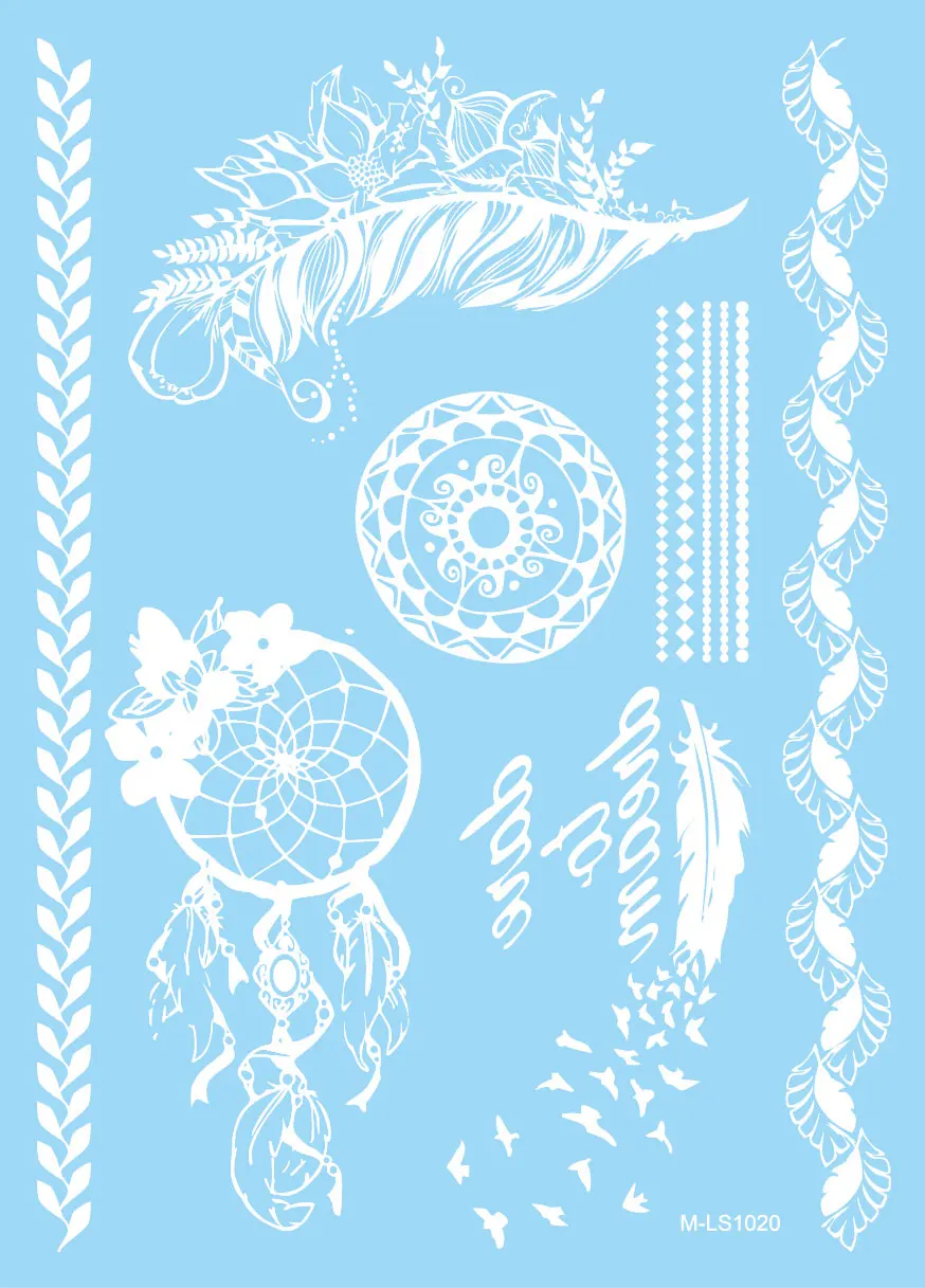 1PC Long Lasting Waterproof White Henna Tattoo Stickers HJ039 Lace Flower Arm Painting Flash Fake Temporary Tattoo Wedding Bride