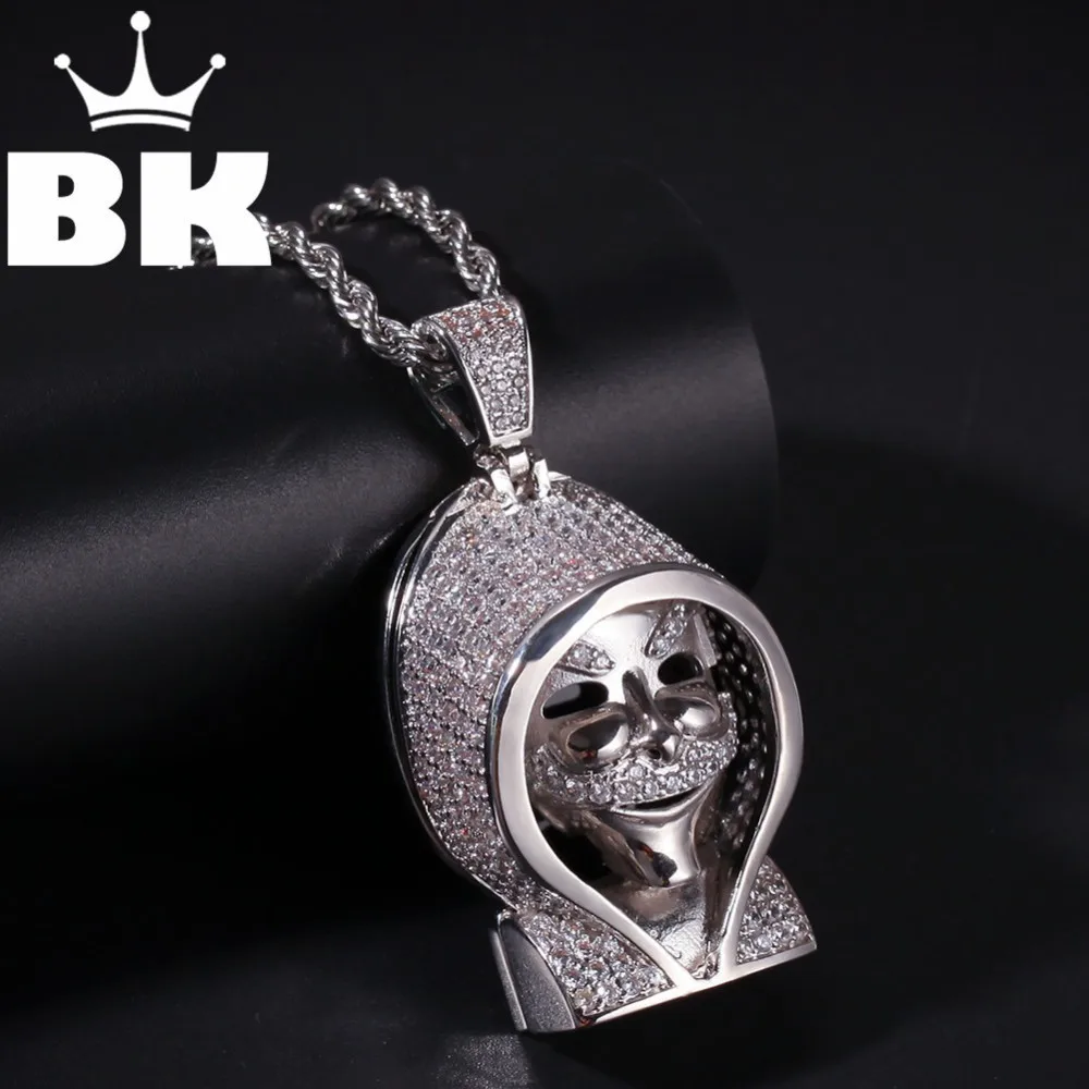 

Цепочка с подвеской в виде черепа смерти BLING KING, выразительное ожерелье с микрозакрепкой из белого золота и циркона, ювелирное украшение в стиле хип-хоп для мужчин