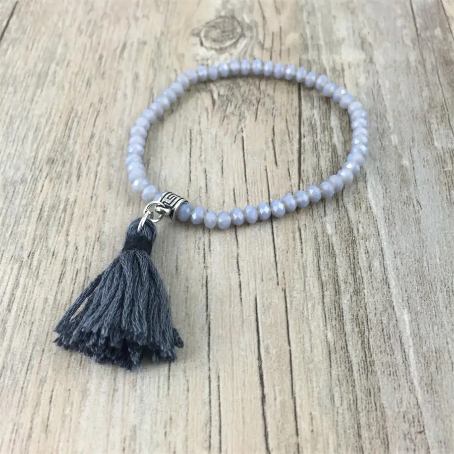 Fashion cotton tassel Jewelry boho Bracelets For Women stretch crystal bracelet glass beads bracelet bracelet elastic