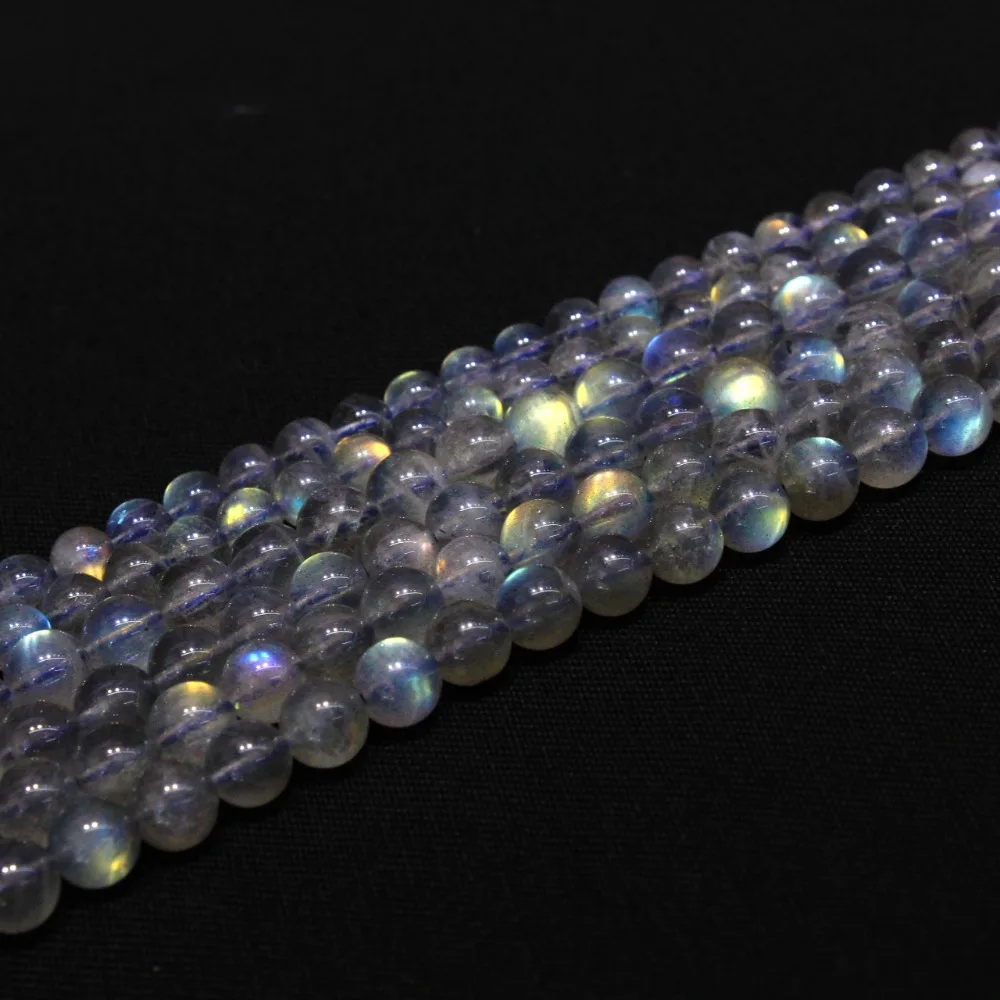 AAA+ Natural Top grade Grey Moonstone Labradorstein Semi-precious Stone beads For Jewelry Making  DIY  4/ 6/7 mm Strand 15.5\'\'