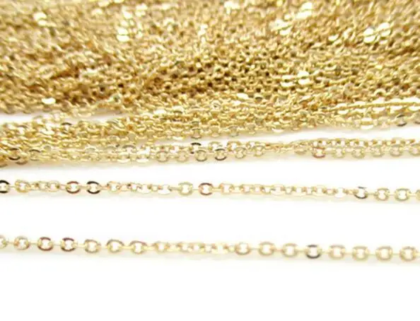 10m/50m/100meter/roll Anti-Tarnish Gold Stainless Steel 2.3mm Flat Cable Rolo Chain Oval Rolo Chain Jewelry finding Marking DIY