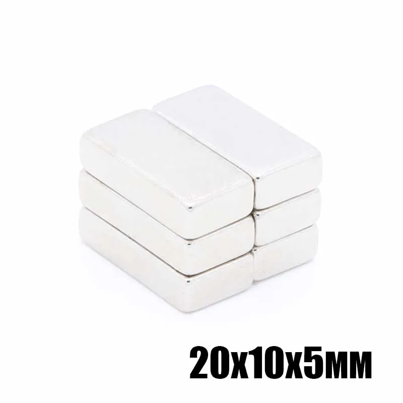 

50pcs 20mm x 10mm x 5mm Strong Block Magnets 20*10*5mm Rare Earth Neodymium 20x10x5 mm NEW Art Craft Connection Free Shipping