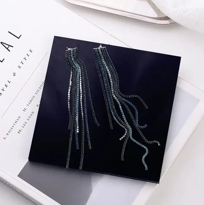 Rhinestone length tassel personality fashion earrings fashion jewelry Pendientes mujer серьги женские boucle d’oreille femmes