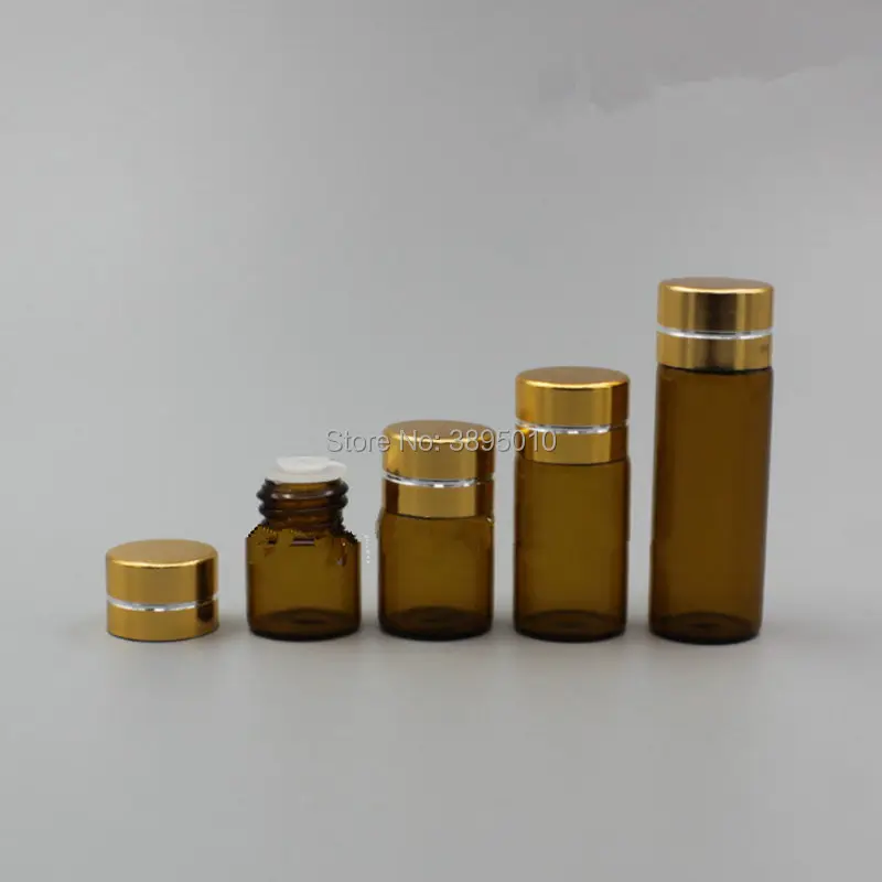 1ml 2ml 3ml 5ml Amber Glass Bottle Empty Protable Sample Vial Refillable Essential Oil Jar Makeup Tools F548