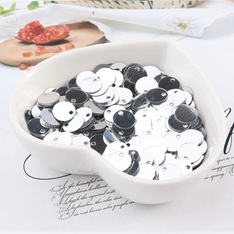 10g(1000pcs)6mm Flat Round Sequins Paillettes sewing Wedding Craft pvc sequin confetti for Garment Accessories with 1 side hole