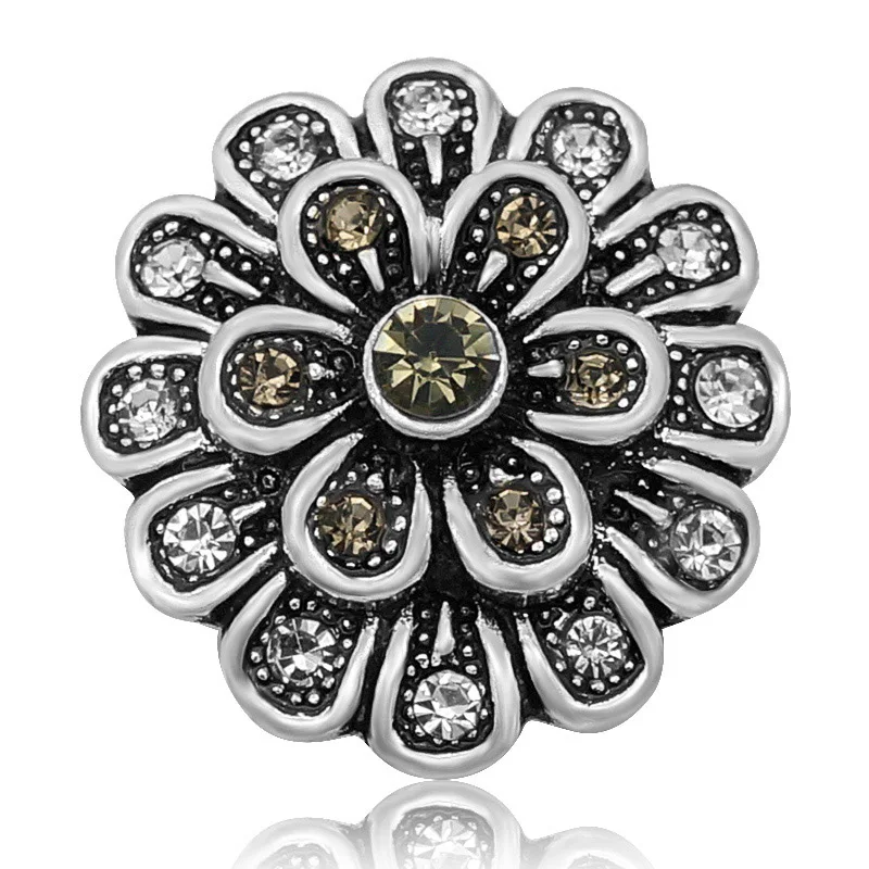 New KZ3114 Beauty Elegant Rhinestone daisy flowers 20MM snap buttons fit snap jewelry wholesale